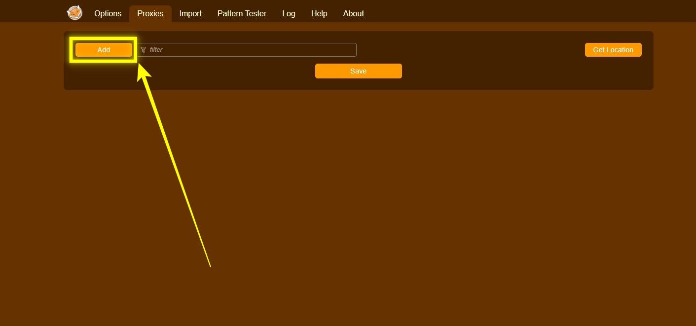 Click on Add button to create a proxy (Edge)