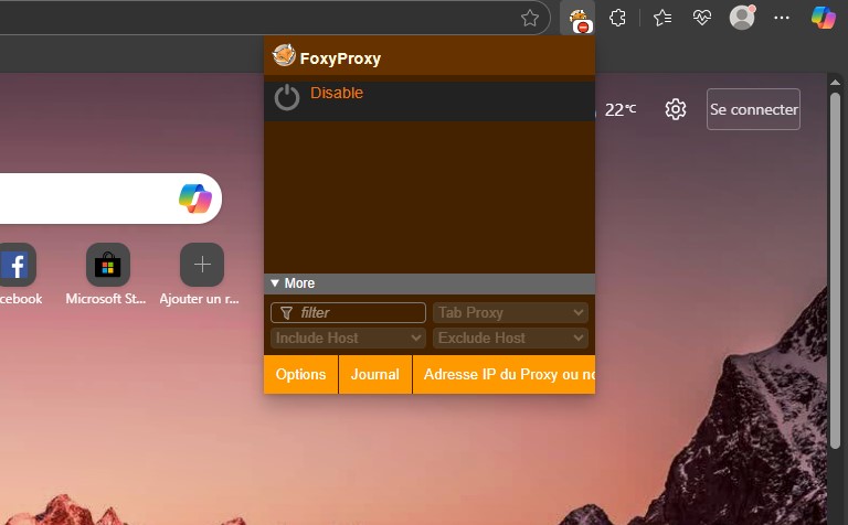 Open FoxyProxy options in Edge
